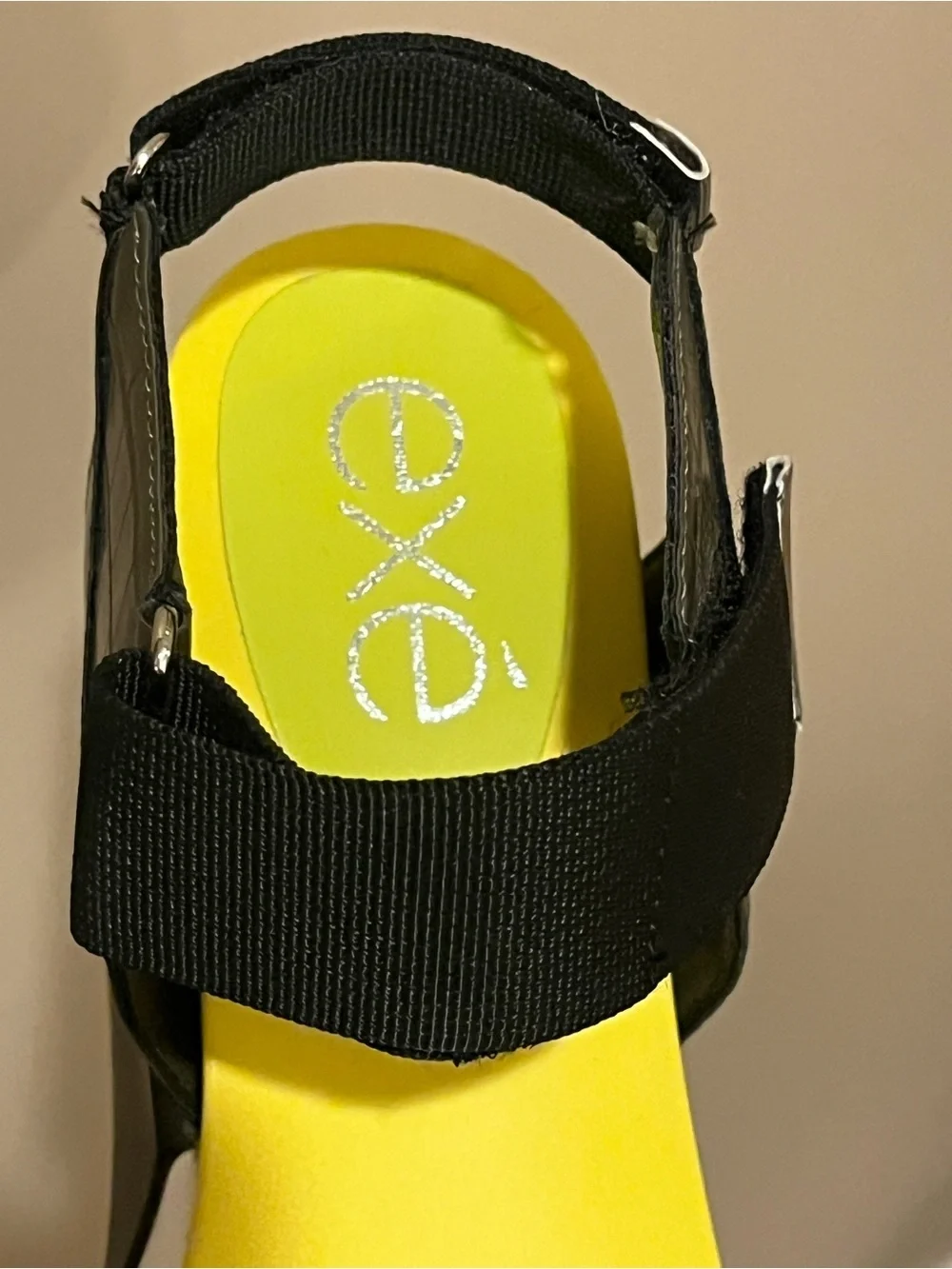 Like New EXE’ Olivia 921 Platform Wedge Sandals in Black with Yellow Footbed,41